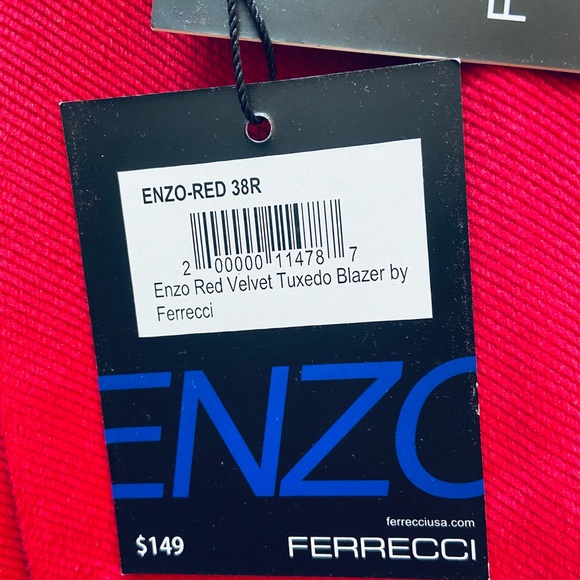 Ferrecci Enzo Red Slim Fit Velvet Tuxedo Blazer - Picture 10 of 11
